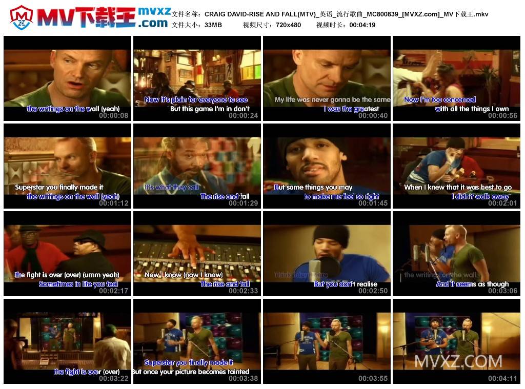 CRAIG DAVID-RISE AND FALL(MTV)_英语_流行歌曲_MC800839